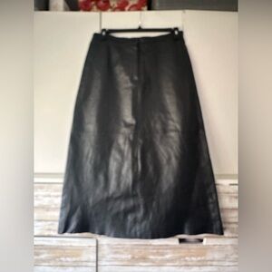 🖤 Venezia Vitale Genuine Leather Midi Skirt 14W Plus Black A-Line Lined 🖤
